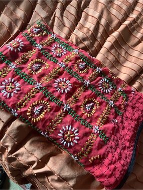 NWT Sundance Large Embroidered scarf Tolani boho chic rust wrap, oversize